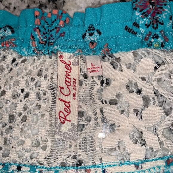 Red Camel Boho Top with Aztec Design and Tassles - Picture 5 of 6